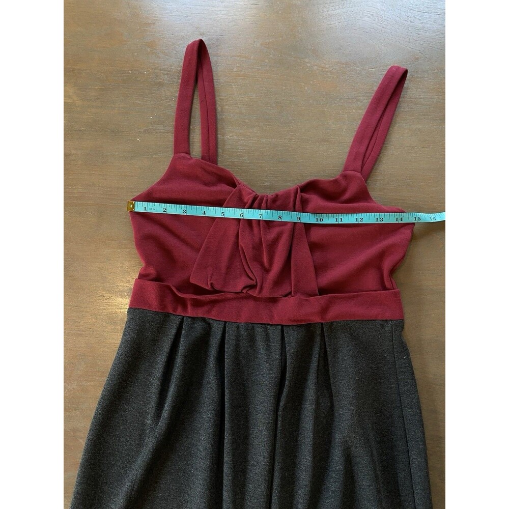 Ella Moss Dress Size Medium Burgundy & Gray Colorblock Front Twist Ruffle Detail - Picture 6 of 13